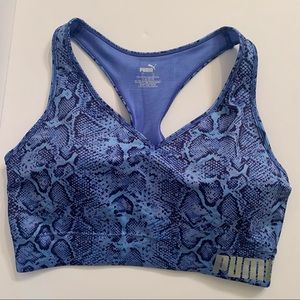Puma Baby Blue Snake Print Workout Sorts Bra